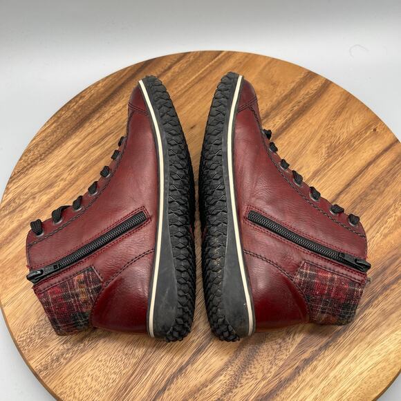 Rieker Chelsea Boots Womens 6.5 M Red Side-Zip Waterproof Lace-Up Ankle Shoes - Picture 6 of 8